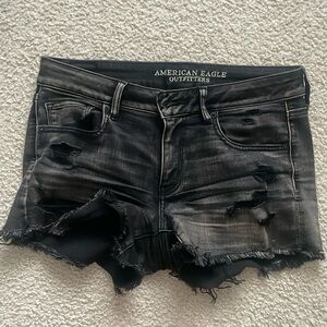 AE American Eagle black distressed shorts 10